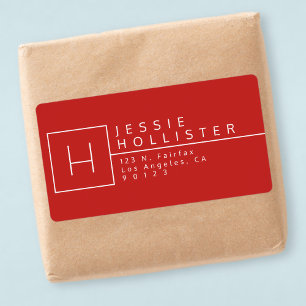 Röd och vit monogrammad Returadress Fraktsedel