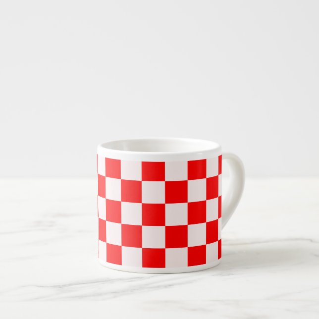 Röd och vit Mönster Espressomugg (Framsida höger)