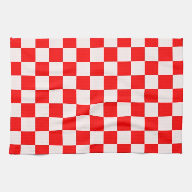 Röd och vit Mönster Kökshandduk (Horisontell)