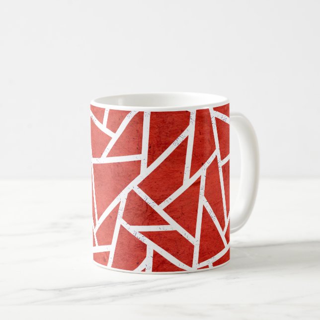 Röd och vit mosaik mönster kaffemugg (Framsida höger)