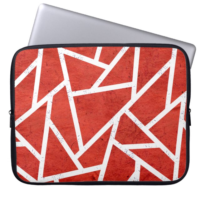 Röd och vit mosaik mönster laptop fodral (Framsidan)