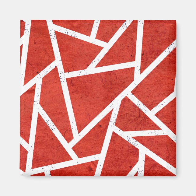 Röd och vit mosaik mönster magnet (Framsidan)
