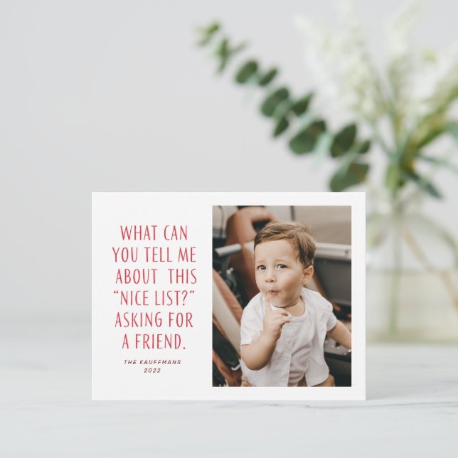 Röd och vit Nicelista.. Helg Vykort (Stående Fram)