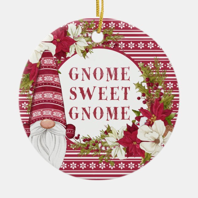 Röd och vit nome för Helgdagarna Jul Julgransprydnad Keramik (Framsidan)