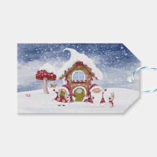 Röd och vit nome för Helgdagarna Jul Presentetikett