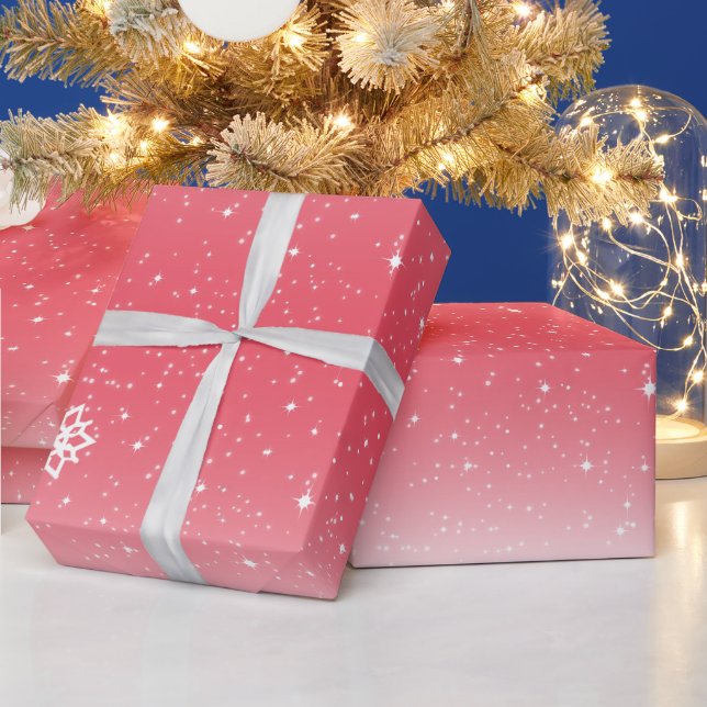 Röd och vit nuffelrött och fenotiskt snöflingor presentpapper (Helgdagar)