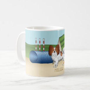 Röd Och Vit Papillon Med Smidighetsekvation Kaffemugg