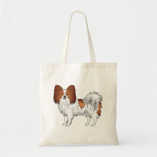 Röd Och Vit Papillon Söt Tecknad Hund Tygkasse