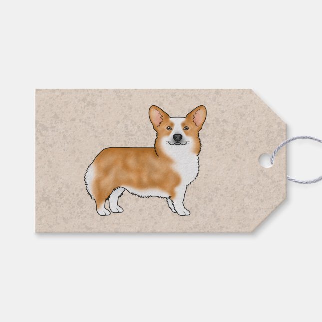 Röd Och Vit Pembroke Welsh Corgi Grafisk Design Presentetikett (Framsidan (Horisontell))