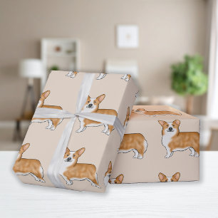 Röd Och Vit Pembroke Welsh Corgi Hund Konst Mönste Presentpapper