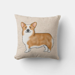 Röd och vit Pembroke Welsh Corgi Sött Hunddesign Kudde