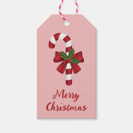 Röd Och Vit Pepparkaksstav Med God Jul Text Presentetikett