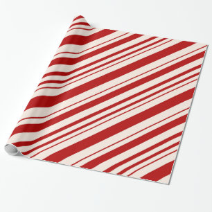 Röd och vit pepparmynt Candy cane Rand Presentpapper