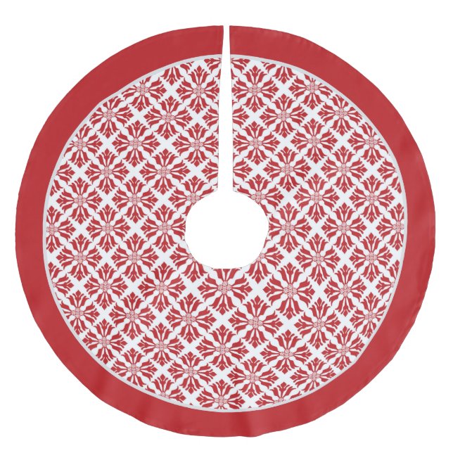 Röd och vit pepparmynt Candy Mönster Julgransmatta Borstad Polyester (Framsidan)