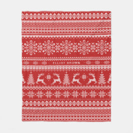 Röd och vit Personlig Namn julsötare Fleecefilt