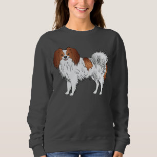 Röd och vit Phalène söt tecknad hund teckning T Shirt