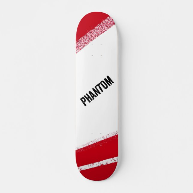 Röd och vit Phantom racingrand skateboard (Framsida)