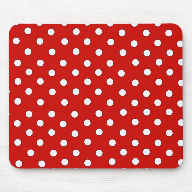 Röd och vit polka Dot Mönster Musmatta (Framsidan)