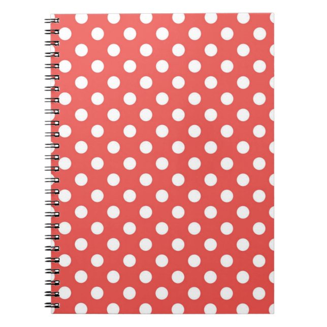 Röd och vit Polka dots Anteckningsbok (Framsidan)