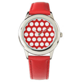 Röd och vit Polka dots Armbandsur