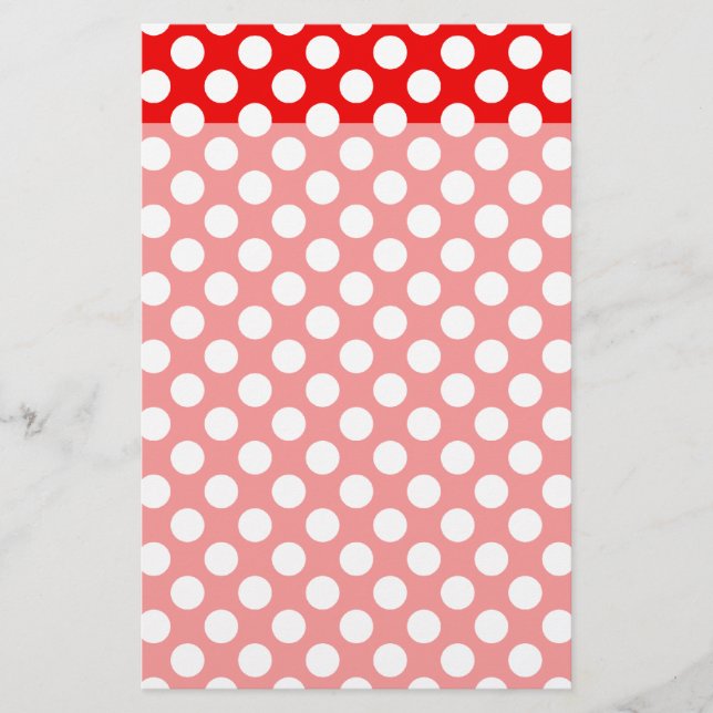 Röd och vit Polka dots Brevpapper (Framsida)