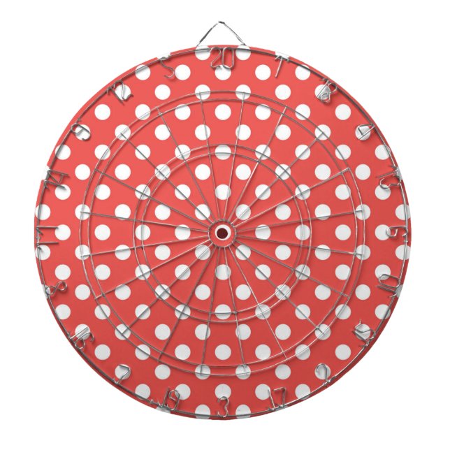 Röd och vit Polka dots Darttavla (Framsidan)