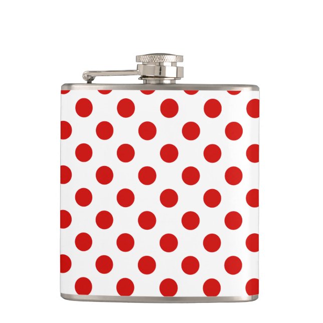 Röd och vit polka dots fickplunta (Framsidan)