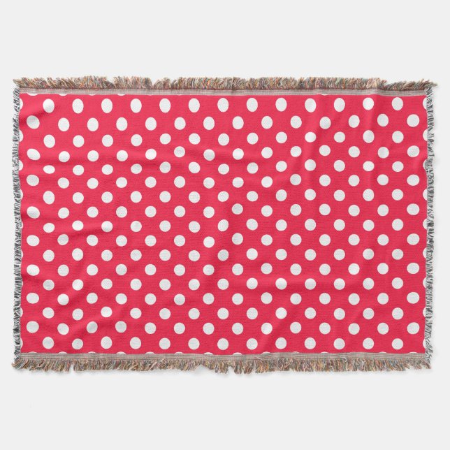 Röd och vit polka dots filt (Framsidan)