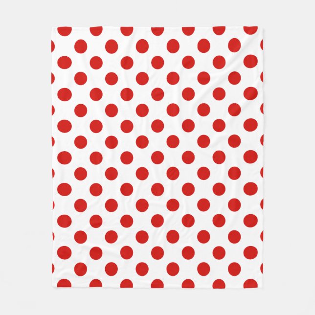 Röd och vit polka dots fleecefilt (Framsidan)