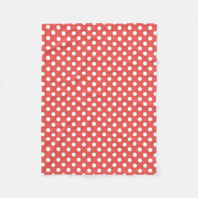 Röd och vit Polka dots Fleecefilt (Framsidan)