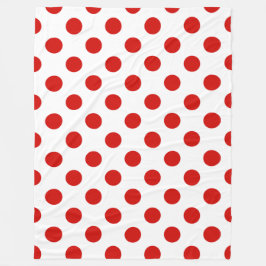 Röd och vit polka dots fleecefilt