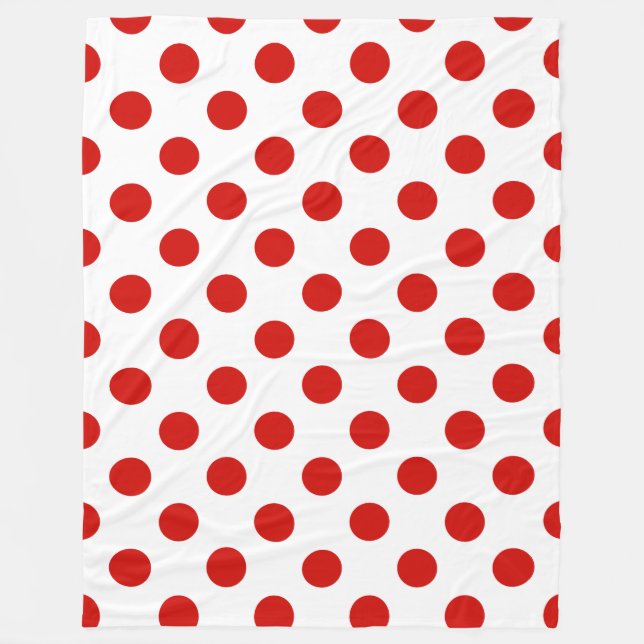 Röd och vit polka dots fleecefilt (Framsidan)