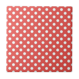 Röd och vit Polka dots Kakelplatta
