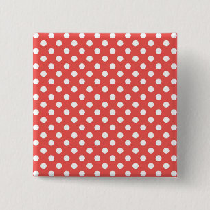 Röd och vit Polka dots Knapp