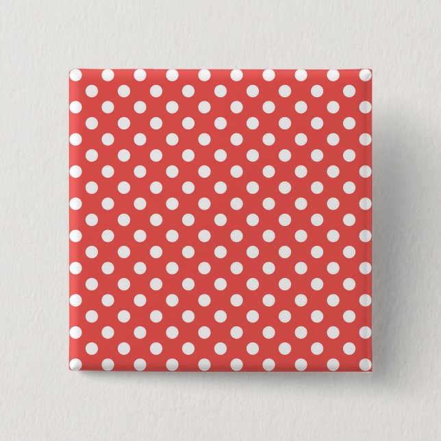 Röd och vit Polka dots Knapp (Framsida)