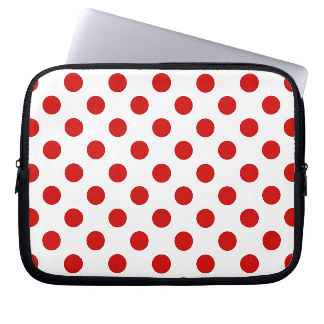 Röd och vit polka dots laptop fodral (Framsidan)