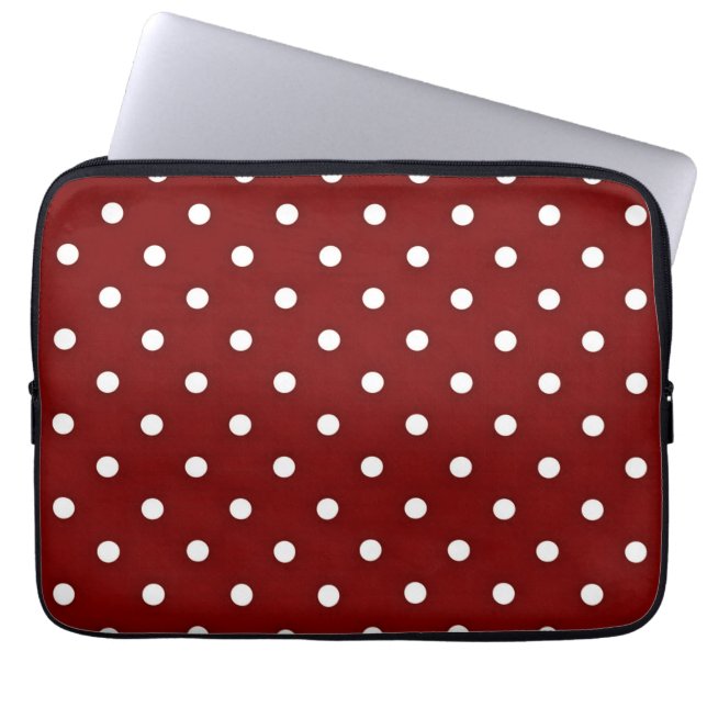 Röd och vit Polka dots Laptop sleeve / Täck (Framsidan)