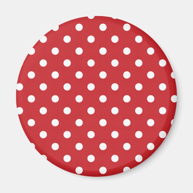 Röd och vit Polka dots Magnet (Framsidan)