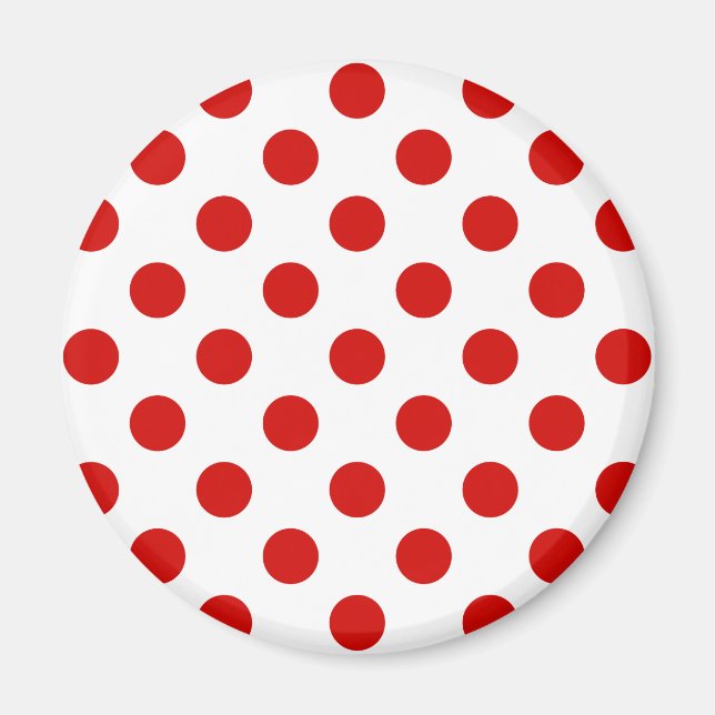 Röd och vit polka dots magnet (Framsidan)