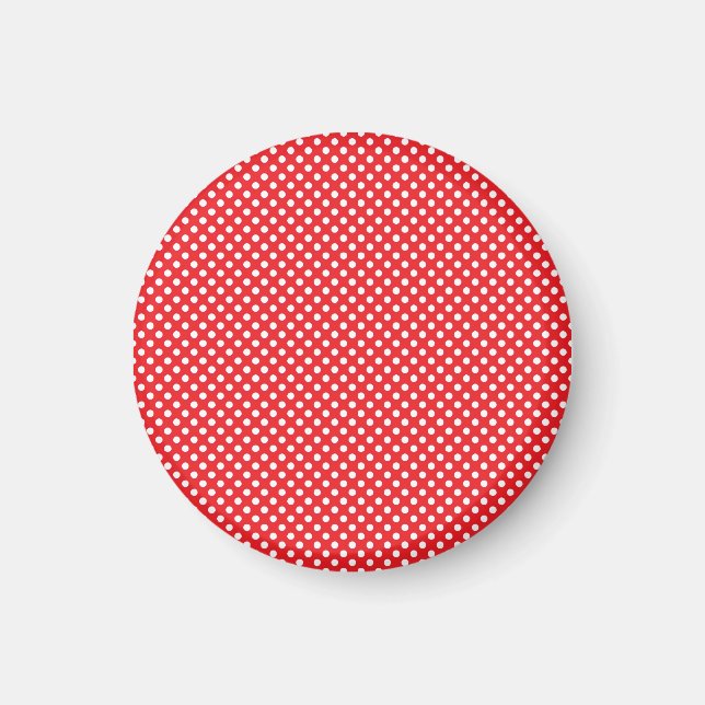 Röd och vit | Polka dots Mönster Magnet (Framsidan)