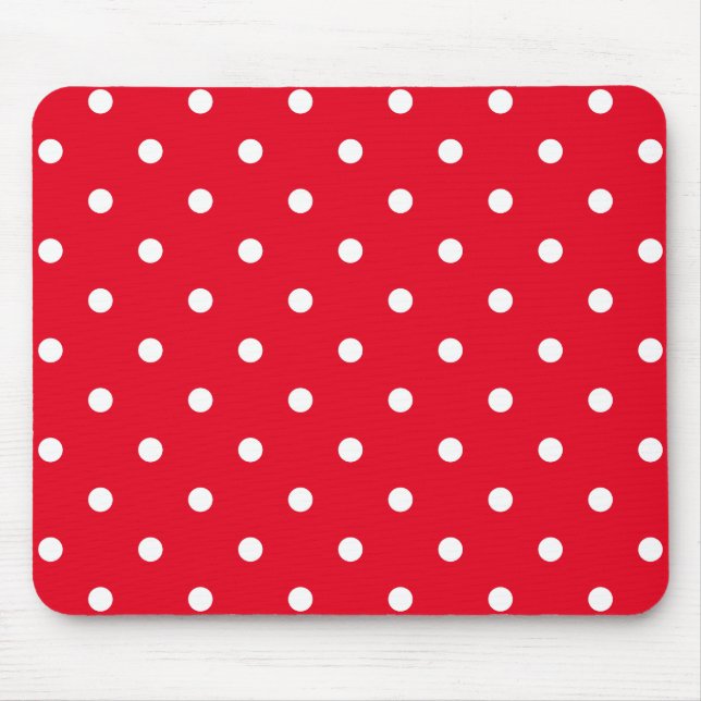 Röd och vit Polka dots Musmatta (Framsidan)
