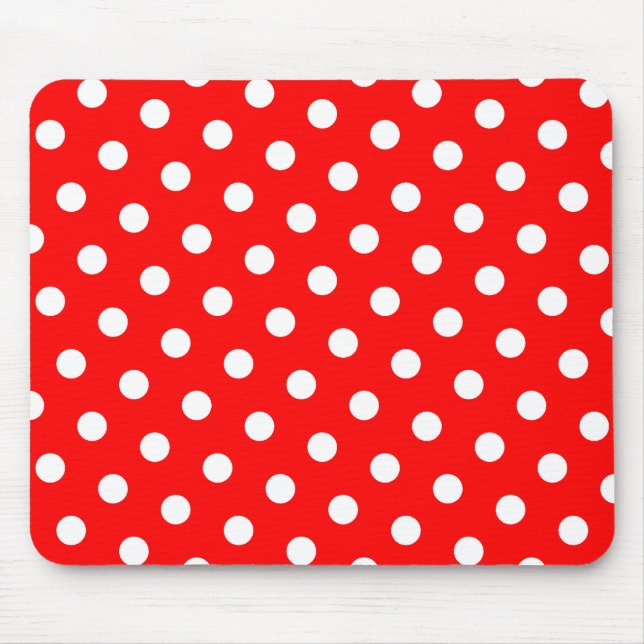 Röd och vit Polka dots Musmatta (Framsidan)