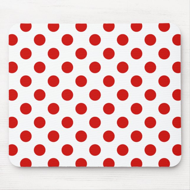 Röd och vit polka dots musmatta (Framsidan)