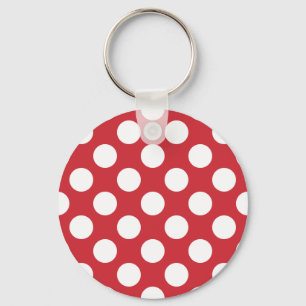 Röd och vit Polka dots Nyckelring