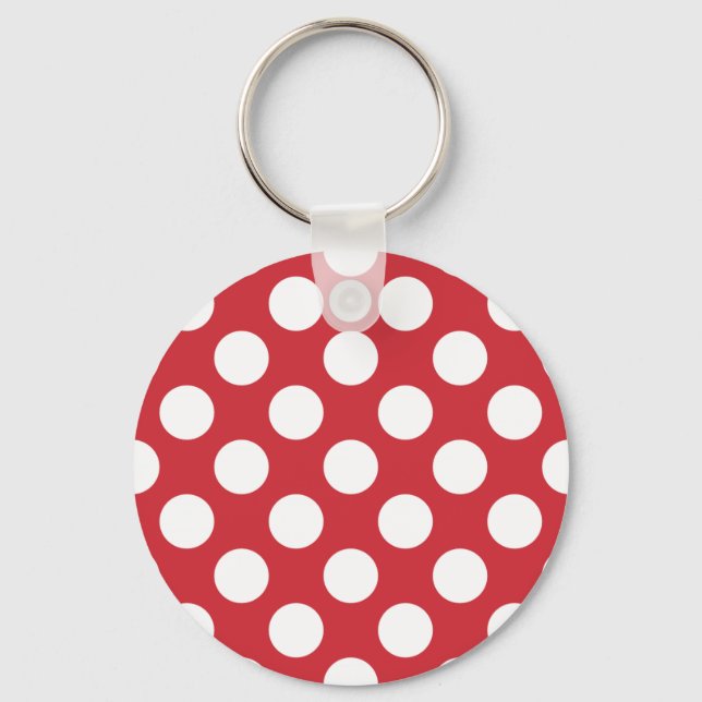 Röd och vit Polka dots Nyckelring (Framsida)