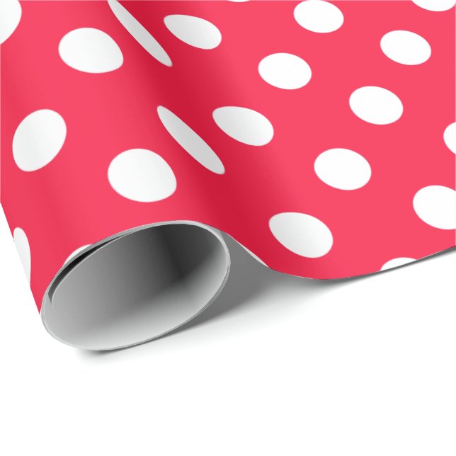 Röd och vit polka dots papper presentpapper (Rullad Hörn)