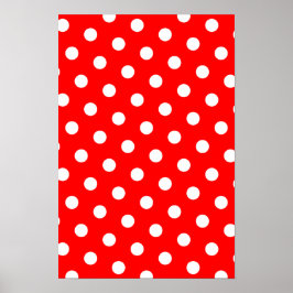 Röd och vit Polka dots Poster