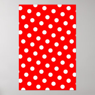Röd och vit Polka dots Poster
