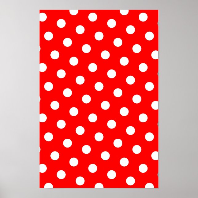 Röd och vit Polka dots Poster (Framsidan)