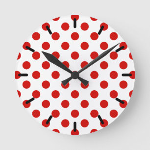 Röd och vit polka dots rund klocka